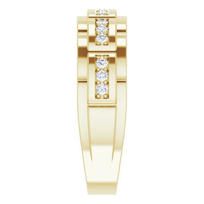 14K Yellow 1/4 CTW Diamond Pattern Ring