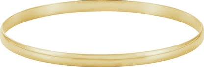 14K Yellow 8 mm Half Round Bangle 7 3/4 Bracelet