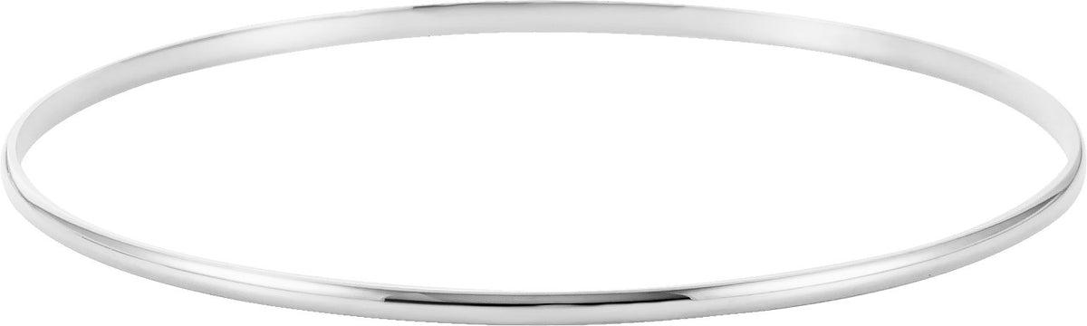 14K White 2 mm Half Round Bangle 7 1/2 Bracelet