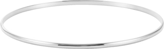 14K White 2 mm Half Round Bangle 7 1/2 Bracelet