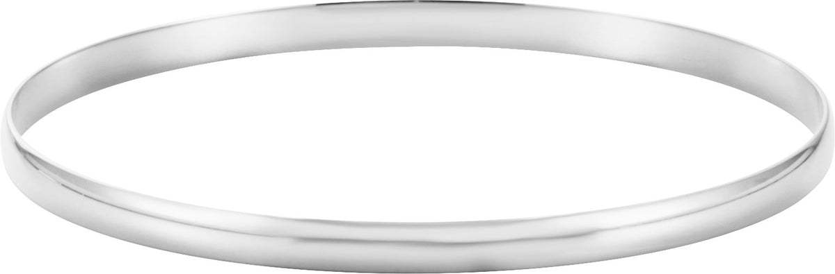14K White 4 mm Half Round Bangle 7 1/2 Bracelet