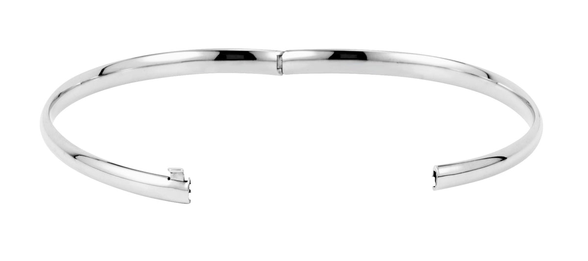 14K White 4 mm Hinged Bangle Bracelet