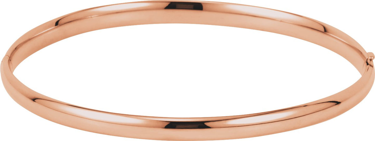 14K Rose 4 mm Hinged Bangle Bracelet