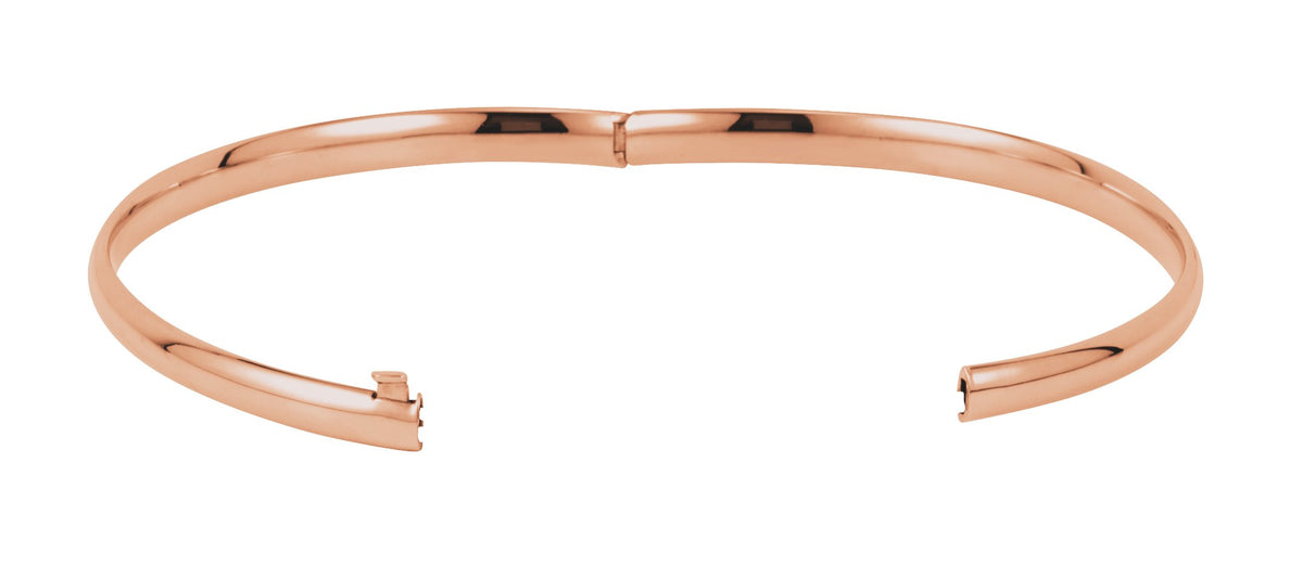 14K Rose 4 mm Hinged Bangle Bracelet