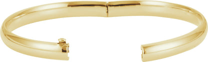 14K Yellow 6.5 mm Hinged Bangle Bracelet