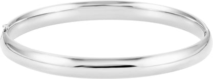 14K White 6.5 mm Hinged Bangle Bracelet