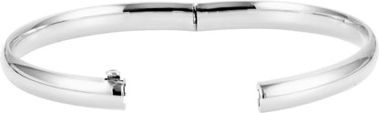 14K White 6.5 mm Hinged Bangle Bracelet