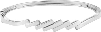 14K White Hinged Bangle Bracelet