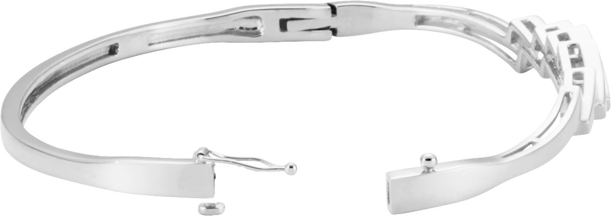 14K White Hinged Bangle Bracelet