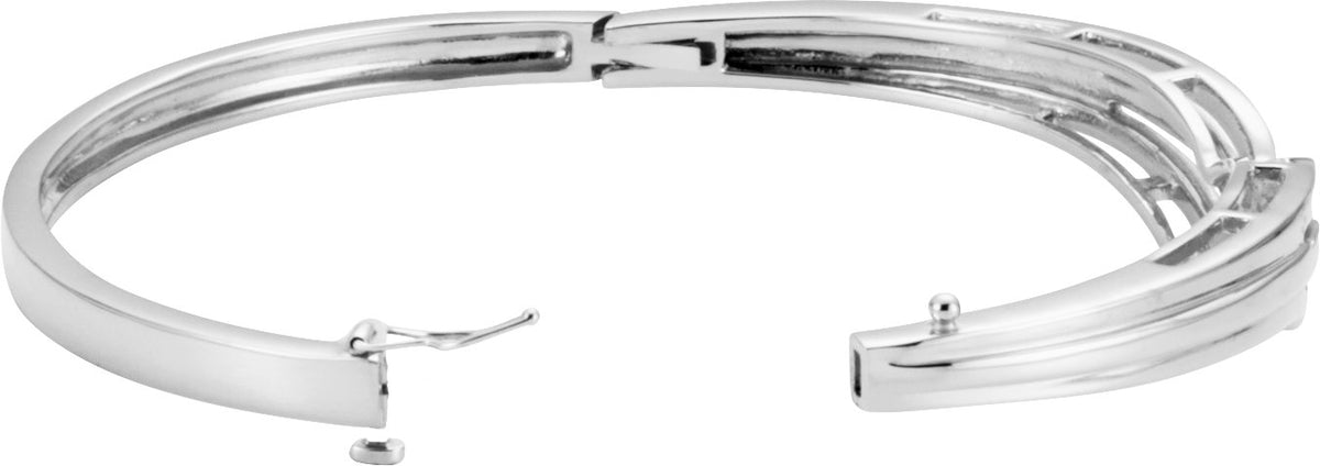 14K White Hinged Bangle Bracelet