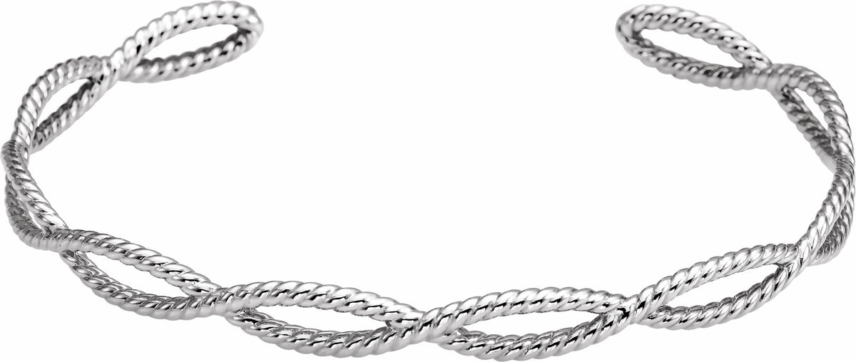 14K White Rope Cuff Bracelet