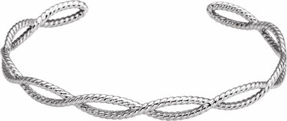 14K White Rope Cuff Bracelet