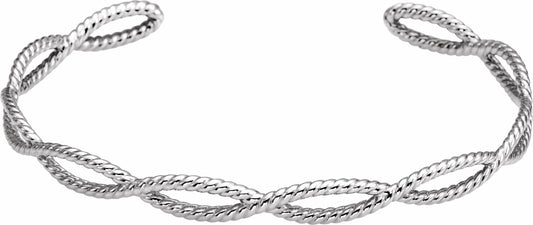 14K White Rope Cuff Bracelet