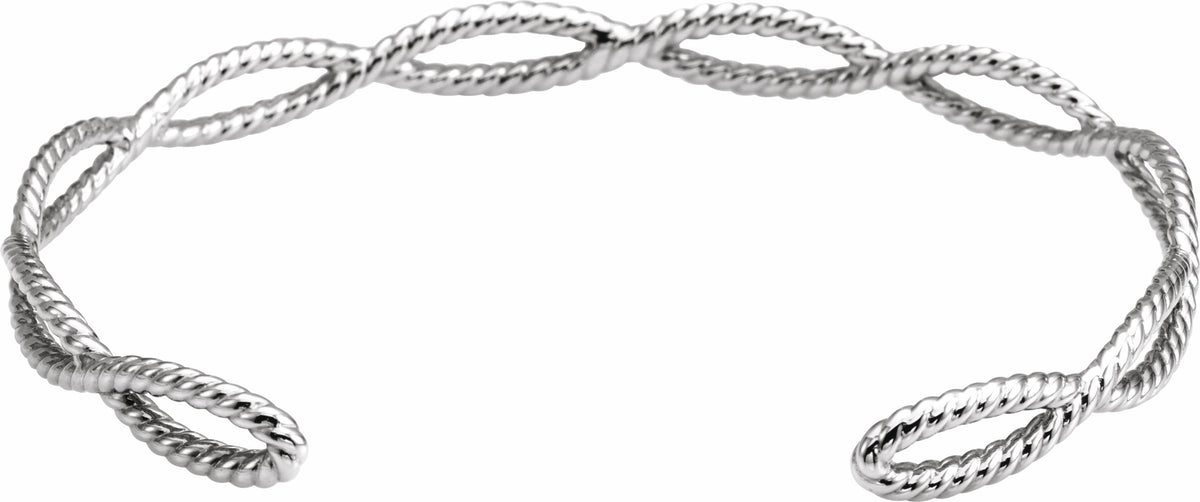 14K White Rope Cuff Bracelet