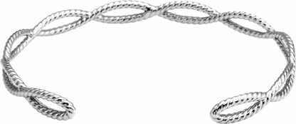 14K White Rope Cuff Bracelet