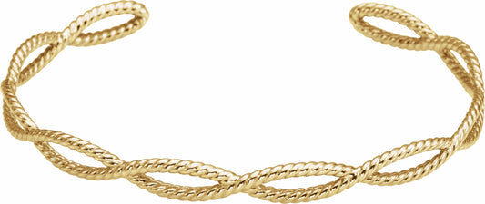 14K Yellow Rope Cuff Bracelet
