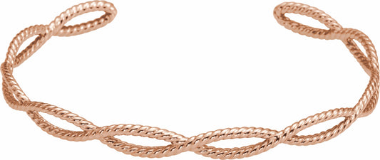 14K Rose Rope Cuff Bracelet