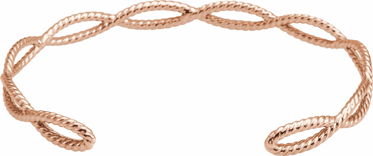 14K Rose Rope Cuff Bracelet