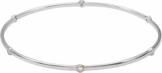 14K White  1/4 CTW Diamond Bezel-Set Bangle 8 Bracelet