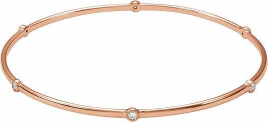 14K Rose  1/4 CTW Diamond Bezel-Set Bangle 8 Bracelet