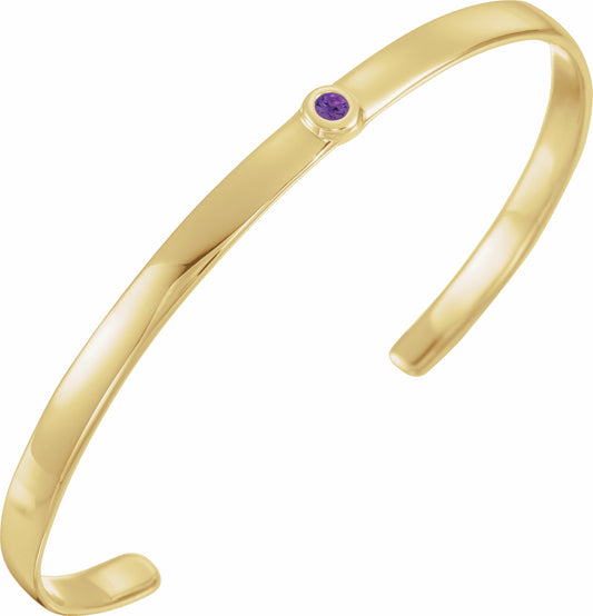 14K Yellow Amethyst Cuff 6 Bracelet