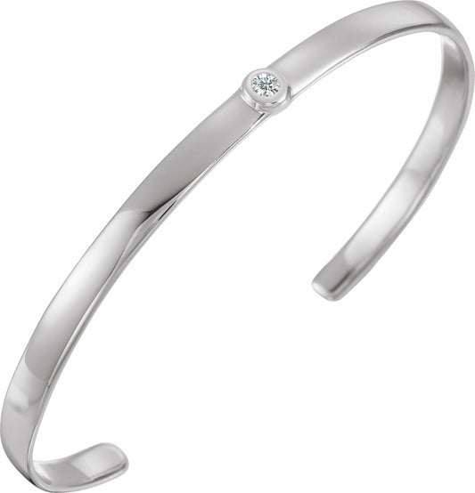 14K White 1/10 CT Diamond Cuff 6 Bracelet