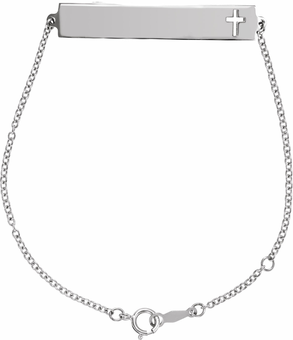 14K White Pierced Cross Bar 6 1/2-7 1/2 Bracelet