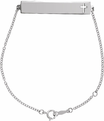 14K White Pierced Cross Bar 6 1/2-7 1/2 Bracelet
