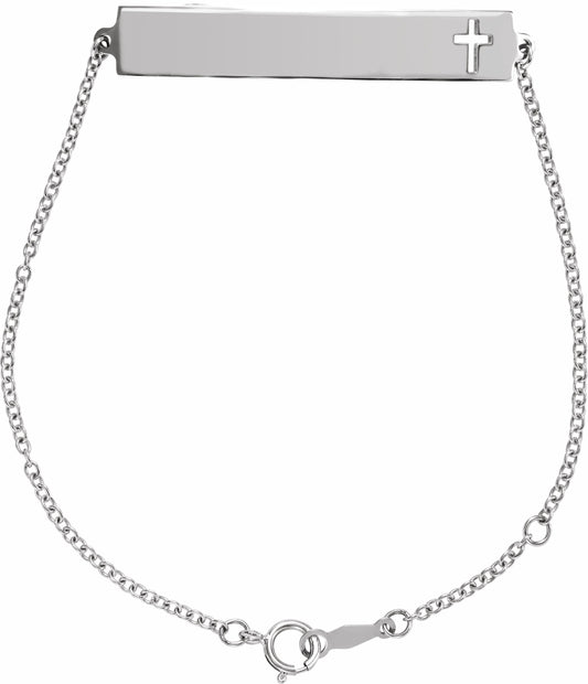 14K White Pierced Cross Bar 6 1/2-7 1/2 Bracelet
