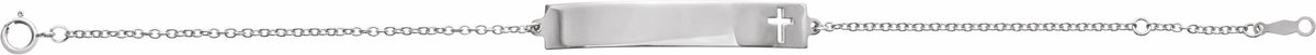 14K White Pierced Cross Bar 6 1/2-7 1/2 Bracelet