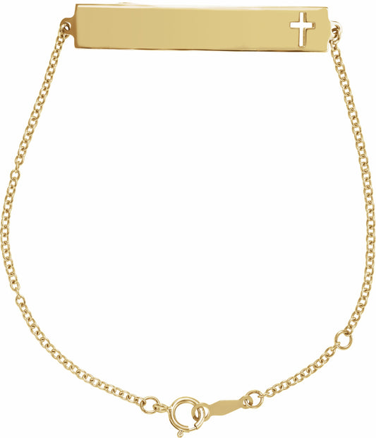 14K Yellow Pierced Cross Bar 6 1/2-7 1/2 Bracelet