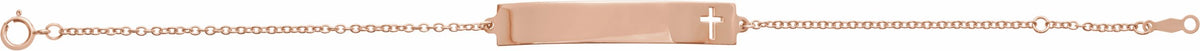 14K Rose Pierced Cross Bar 6 1/2-7 1/2 Bracelet