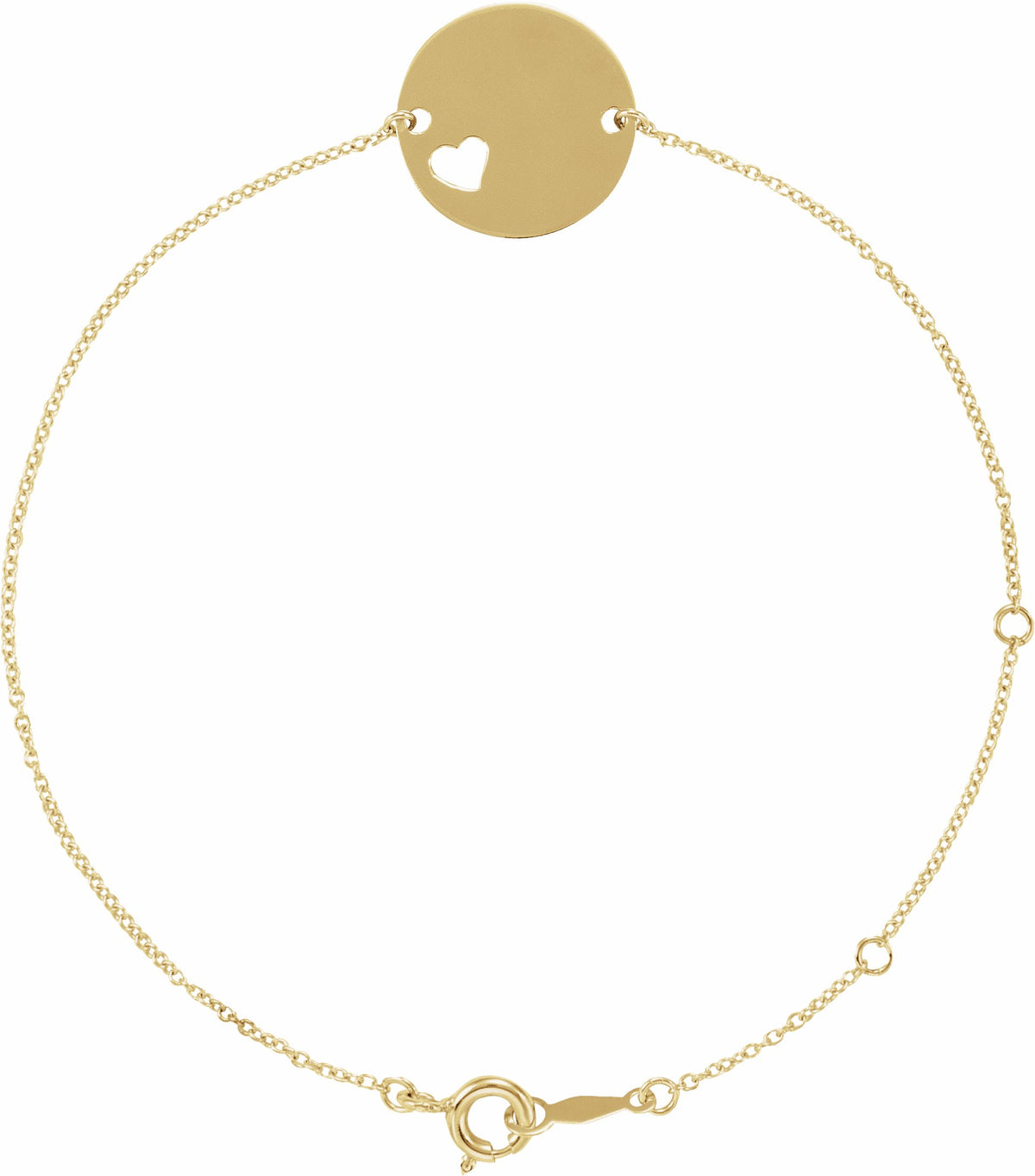 14K Yellow Pierced Heart Disc 7-8 Bracelet