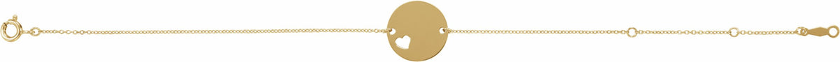 14K Yellow Pierced Heart Disc 7-8 Bracelet