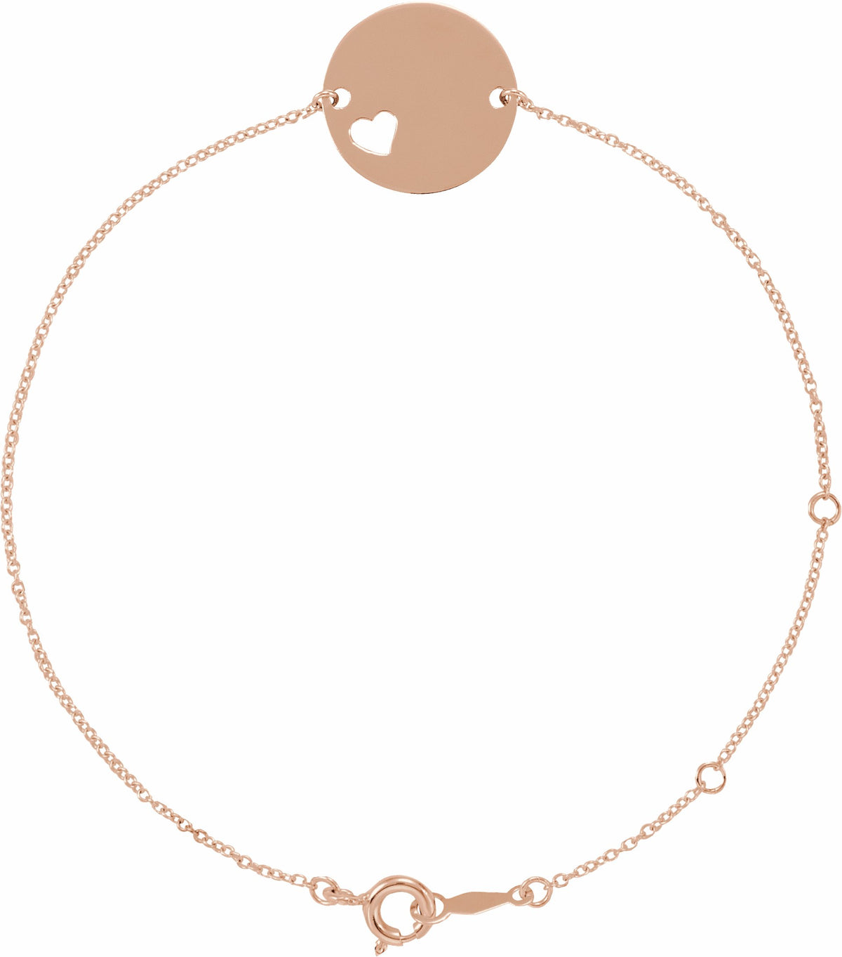 14K Rose Pierced Heart Disc 7-8 Bracelet