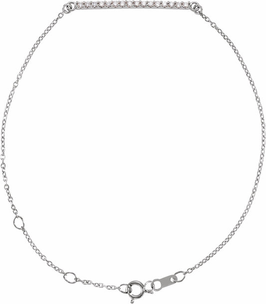 14K White .07 CTW Diamond Bar 6 1/2-71/2 Bracelet