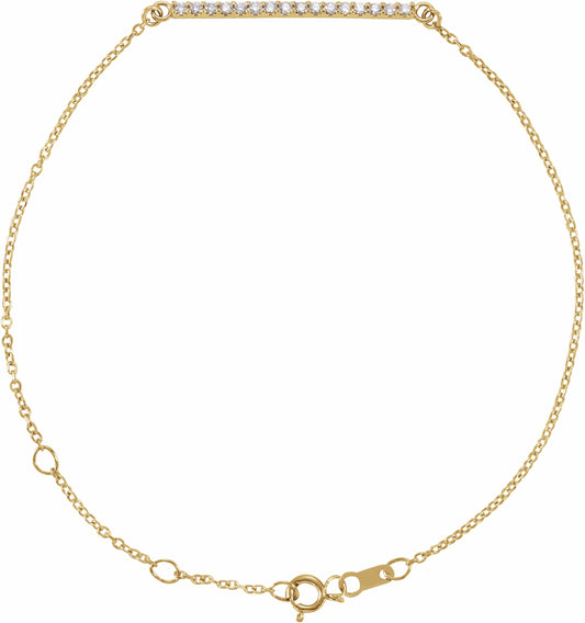 14K Yellow .07 CTW Diamond Bar 6 1/2-71/2 Bracelet