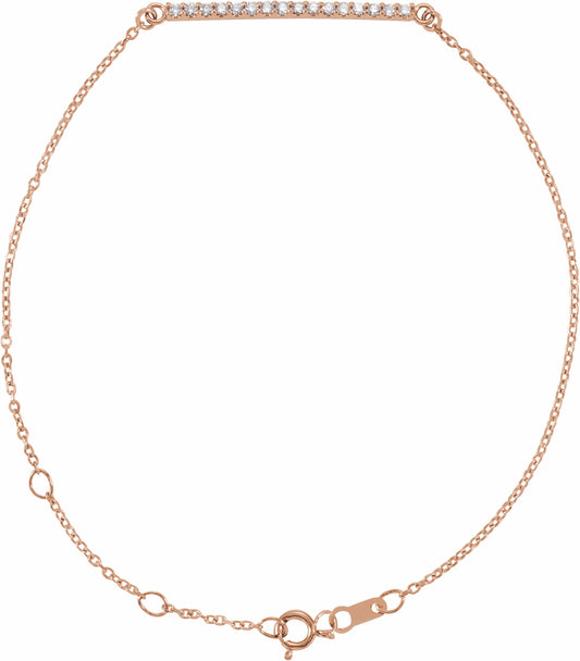 14K Rose .07 CTW Diamond Bar 6 1/2-71/2 Bracelet