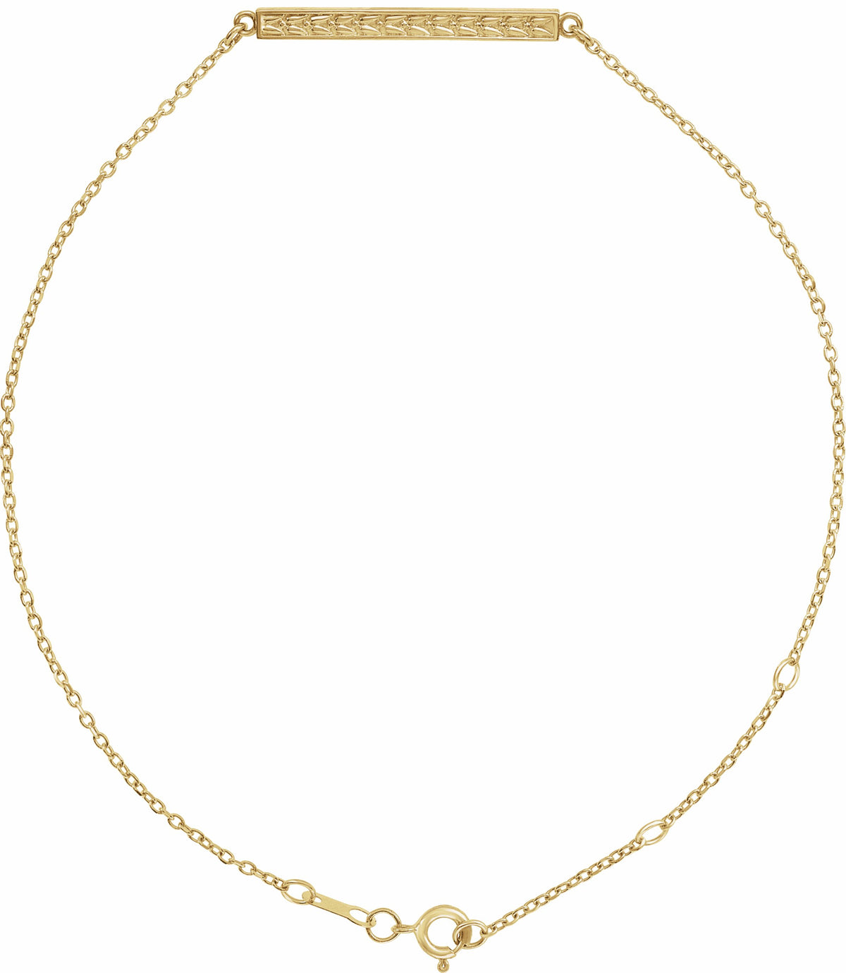 14K Yellow Patterned Bar Bracelet