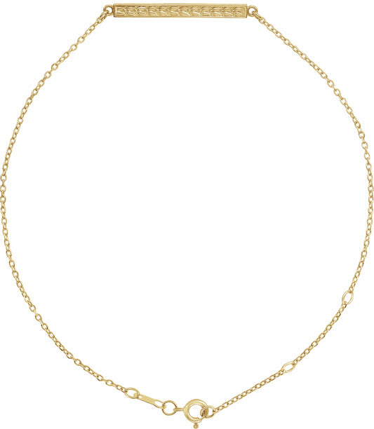 14K Yellow Patterned Bar Bracelet