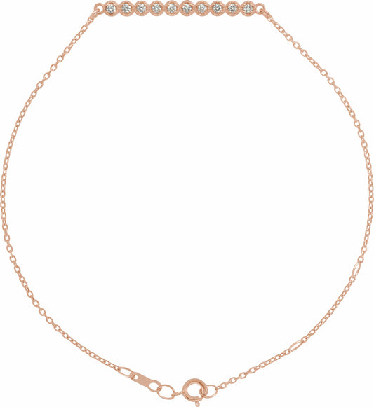 14K Rose 1/8 CTW Diamond Bar 6 1/2-7 1/2 Bracelet