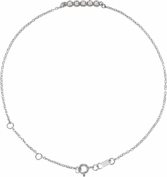 14K White.07 CTW Diamond Bar 6 1/2-7 1/2 Bracelet