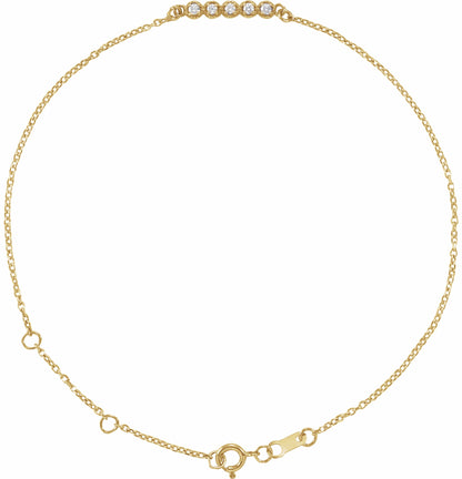 14K Yellow.07 CTW Diamond Bar 6 1/2-7 1/2 Bracelet