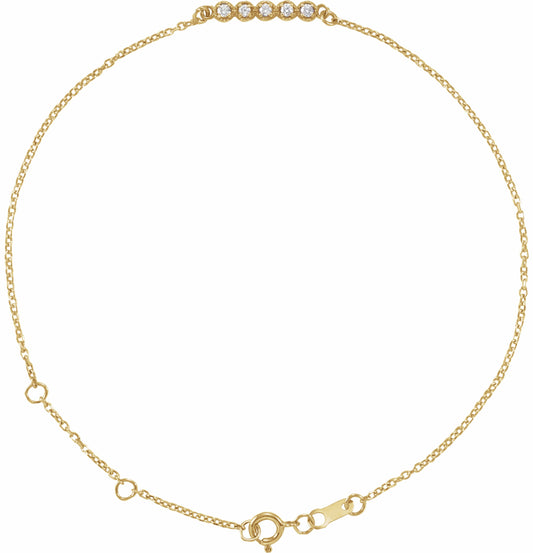 14K Yellow.07 CTW Diamond Bar 6 1/2-7 1/2 Bracelet