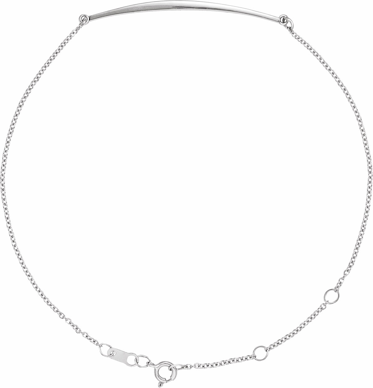 14K White Curved Bar 6 1/2-7 1/2 Bracelet