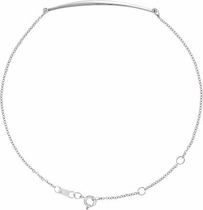14K White Curved Bar 6 1/2-7 1/2 Bracelet