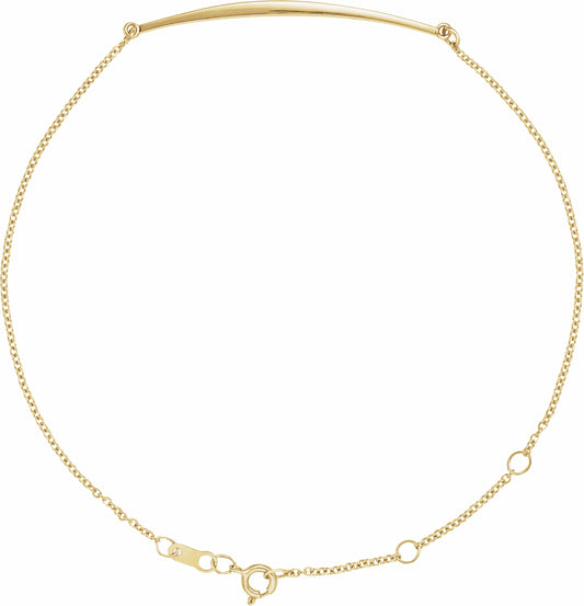 14K Yellow Curved Bar 6 1/2-7 1/2 Bracelet