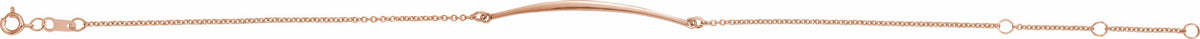 14K Rose Curved Bar 6 1/2-7 1/2 Bracelet