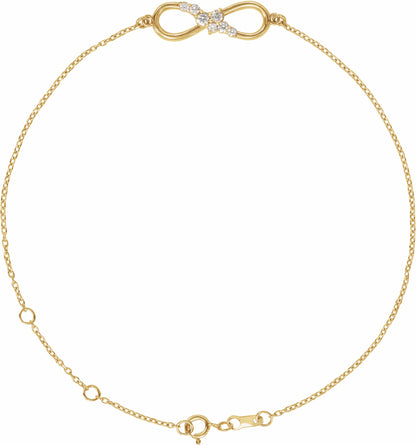 14K Yellow 1/8 CTW Diamond Infinity 6 1/2-7 1/2 Bracelet