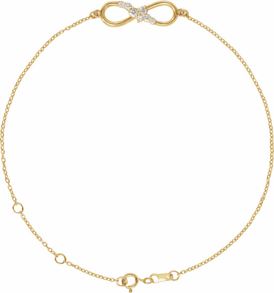 14K Yellow 1/8 CTW Diamond Infinity 6 1/2-7 1/2 Bracelet